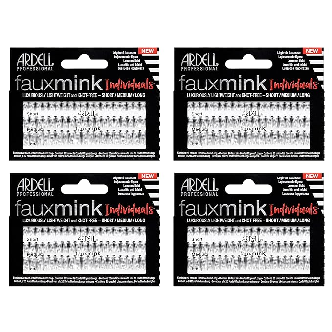 Ardell Faux Mink DIY Lash Clusters - Cluster Eyelash Extensions, Individual Lashes, Eyelash Clusters, Lash Extension Short, Medium & Long Combo, 4 Pack