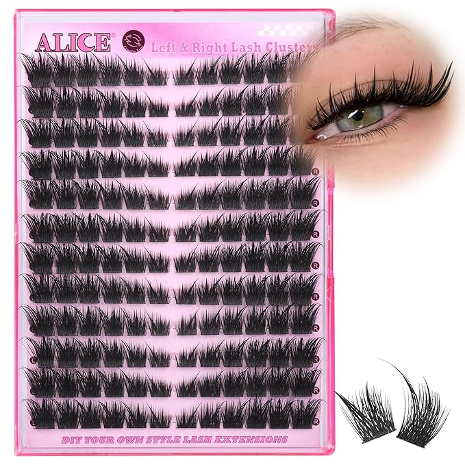ALICE Wispy Volume Lash Clusters Left & Right Cat Eye Cluster Eyelash Extensions Hybrid Spiky Eyelash Clusters Thin Band Fairy Anime Lash Extensions
