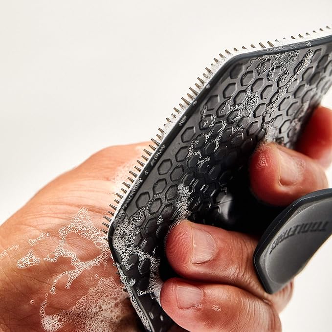 TOOLETRIES Body Scrubber - Exfoliates & Deep Cleans - Silicone Shower & Bathroom Accessory with Bespoke Bristles and Ergonomic Handles - Charcoal