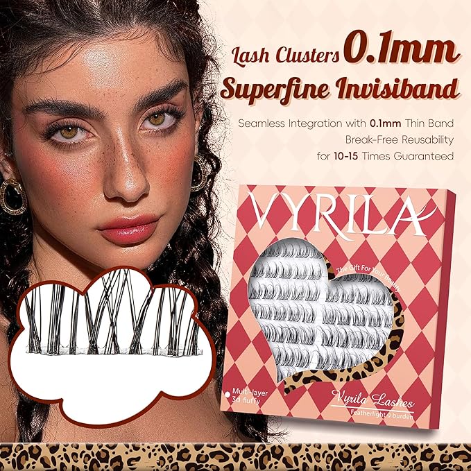 Lash Clusters 0.05mm PBT Fiber Eyelash Clusters, 0.1mm Superfine Invisiband D Curl Diy Lash Extension, 80pcs 8-16mm Individual Lashes Clusters Like Eyelash Extensions (Divine-D-8-16Mix)
