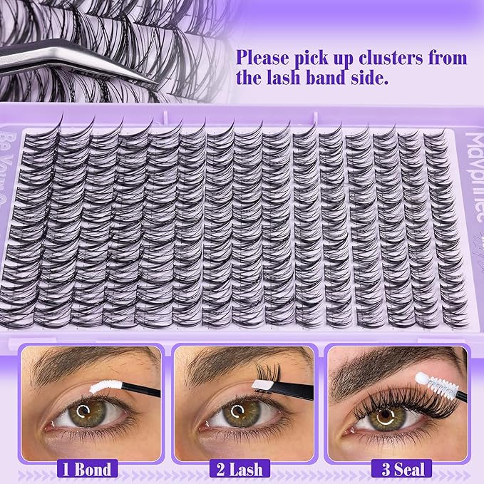 Natural Lash Clusters Wispy Cluster Lash Extensions Spiky Eyelash Extensions Fairy Individual Lashes Clusters Anime Eyelash Clusters CC-Curly Wider Band DIY Lash Value Pack (150Pcs, 10-18MM)