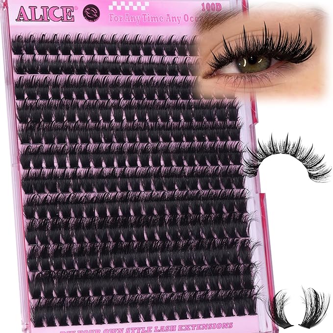 ALICE Lash Clusters Eyelash Clusters - Wispy Volume Eyelash Extensions with Spikes - 228pcs 10-18mm 100D Waterproof Individual Lashes for Dramatic Look and Customizable Styles