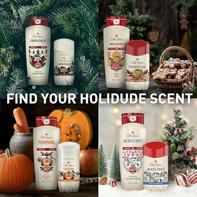 Old Spice Body Wash for Men, Holidudes Holiday Edition, 24/7 Holiday Freshness, Lasting Scent and Rich Lather, Stocking Stuffer, PumpKing Pumpkin Spice Scent, 16 oz