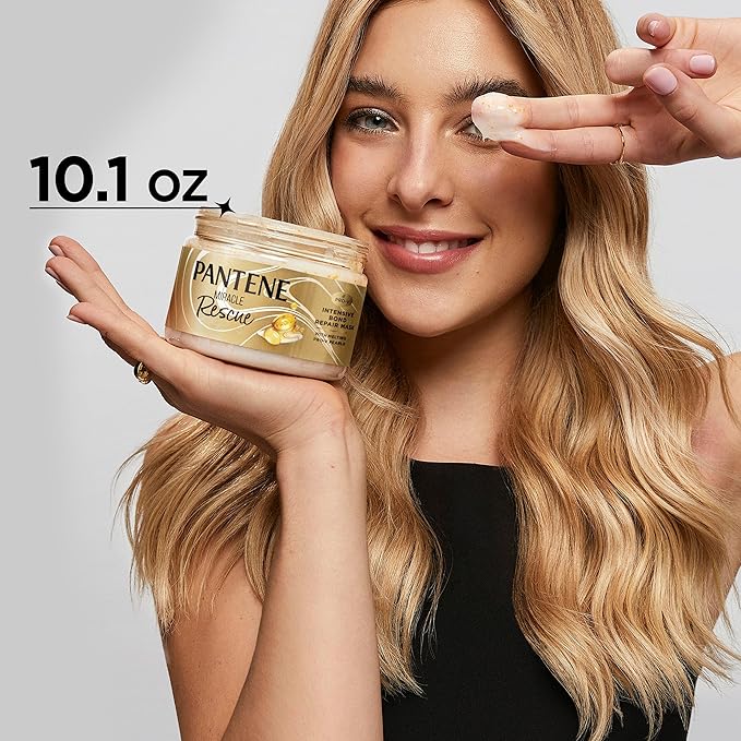 Pantene Miracle Rescue Hair Mask, Intensive Bond Repair with Pro-V Pearls, Melts Away Damage, Builds Bonds, Strengthens Against Damage, Deep Conditioning for Dry Damaged Hair, 10.1 fl oz(Pack of 12)