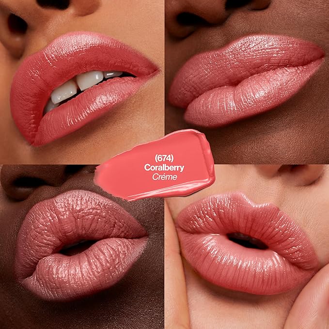 REVLON Super Lustrous Lipstick, Creamy Formula For Soft, Fuller-Looking Lips, Moisturized Feel, 674 Coral Berry, 0.15 oz (Pack of 2)