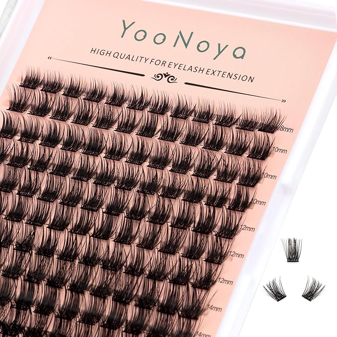 Lash Clusters 144 PCS 8-16mm Mix Volume Lashes Eyelash Clusters D Curl Cluster Eyelash Extensions Natural Wispy Cluster Lashes Reusable Individual Thick Lash Extension (QD-8-16mm - Mix)