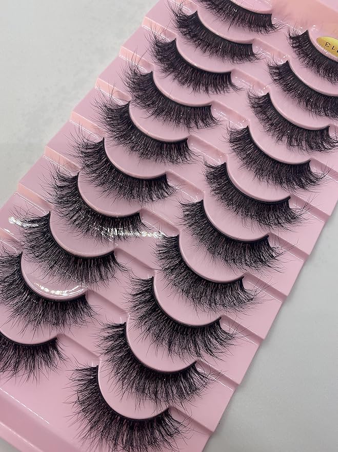 HBZGTLAD New 10 Pairs 3D Mink Lashes False Eyelashes Handmade Wispy Fluffy Long Lashes Natural Eye Makeup Tools Eye Lashes(M13)