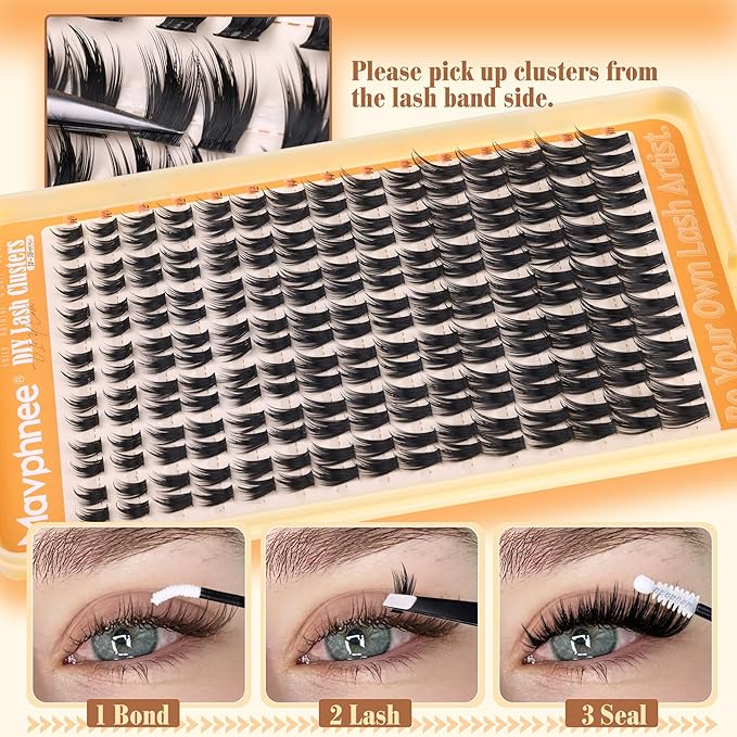 Wispy Lash Clusters Spiky Eyelash Extensions Fairy Cluster Lashes Natural Eyelashes Clusters Hair-Like Softness Lash Extensions Volume Individual Lashes Spikes Value Pack (210Pcs, 10-18MM)