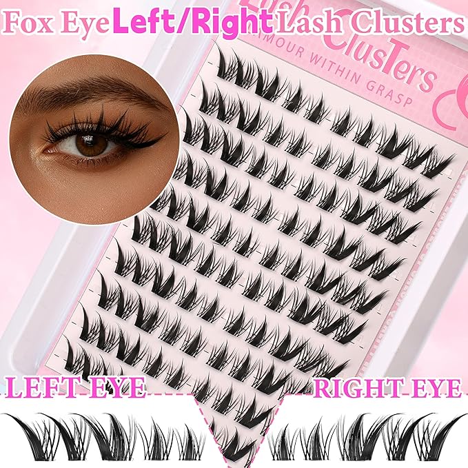 Cat Eye Lash Clusters Kit Spiky Cluster Eyelashes Kit Fairy Eyelash Clear Cluster Anime Individual Lashes Natural Lash Extension Cluster Wispy Manga Cluster Lash Kit