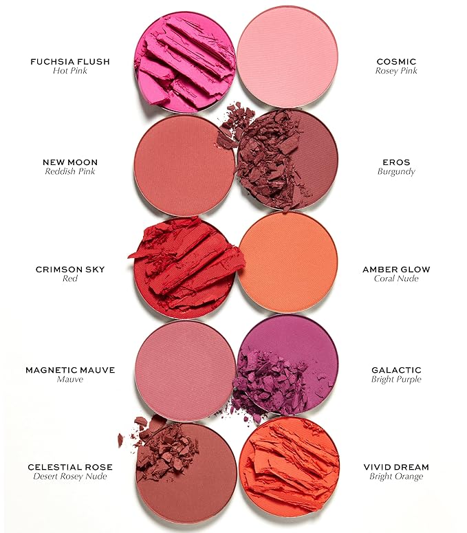 MAKE Beauty Skin Mimetic Microsuede Blush - Matte Powder Blush for Cheeks with Long Lasting Color - Non Comedogenic, Travel Size Makeup Single Palette. Shade - Galactic (Purple)