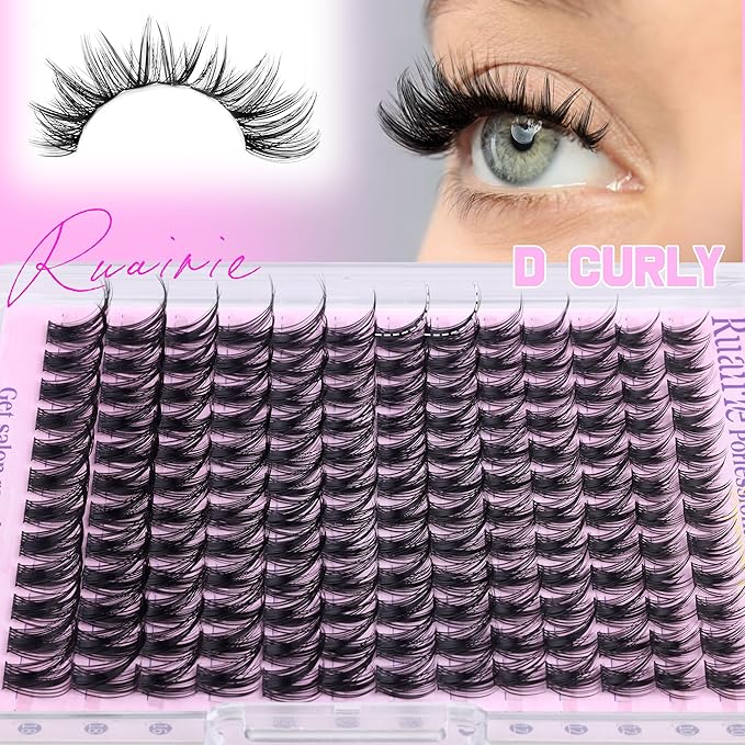 Ruairie Lash Clusters Kit Wispy Individual Lashes Extension Kit for Natural Volume Eyelash Clusters 156pcs 10-18mm DIY Cluster Eyelash Extension Kit with Bond and Seal Lash Glue, Tweezers