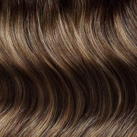 Luxy 100% Remy Human Hair Extensions for Thin Hair Thinning Hair Fill-Ins – 6 Seamless Wefts Multi-Dimensional Color Blend - Natural-Looking Volume & Coverage 50 grams 12" Dimensional Sunkissed Brown
