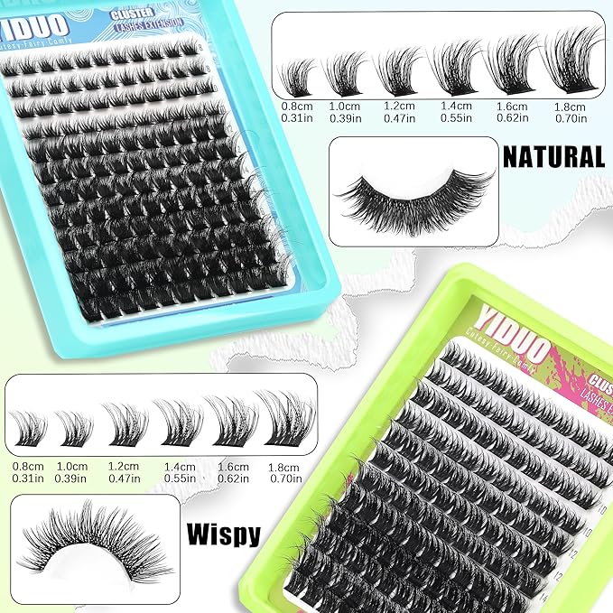 3 Styles Lash Clusters Kit Bulk Packs with 2×Bond&Seal Volume/Manga/ultra/Dramatic Eyelash Extensions 8-18mm lashes Clusters Kit Wispy D Curl Individual Fake Eyelashes Kit DIY at Home Easily
