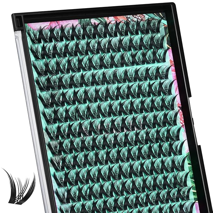 Lash Clusters Manga 168Pcs Eyelash Cluster Wet Look Ultra-Thin Invisible Lash Band Eyelashes Extensions Spiky Anime Wide Span Lashes(Kitten,C-14mm)