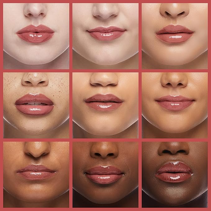 Rosewood Hydrating Lip Glow Oil, Moisturizing Gloss, Plumping Oil, Non-Sticky Long Lasting Gloss, Transparent Tinted, Reduces Lip Lines