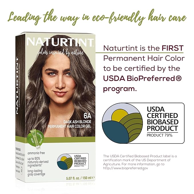 Naturtint 6A Dark Ash Blonde Permanent Hair Color (Pack of 6), Ammonia Free, Vegan, Cruelty Free, up to 100% Gray Coverage, Long Lasting Results (Packaging may vary)