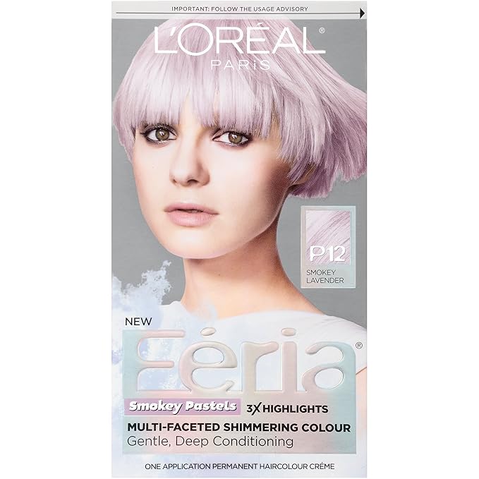 L’Oréal Paris Feria Pastels Hair Color, P12 Lavender Dusk (Smokey Lavender)