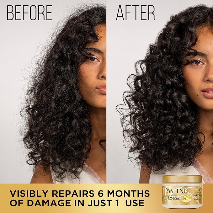 Pantene Miracle Rescue Hair Mask, Intensive Bond Repair with Pro-V Pearls, Melts Away Damage, Builds Bonds, Strengthens Against Damage, Deep Conditioning for Dry Damaged Hair, 10.1 fl oz(Pack of 12)