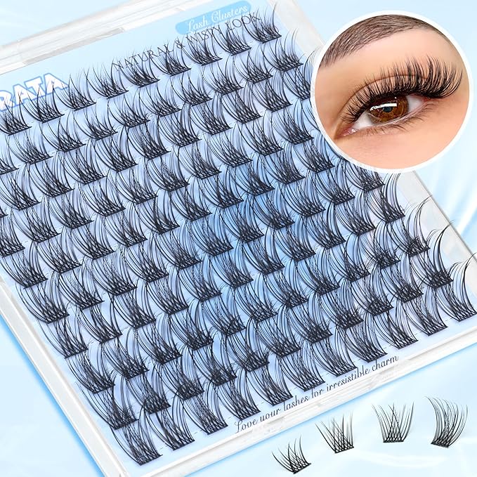 Natural Eyelash Clusters Wispy Lashes Clusters C Curvature 110 pcs Cluster Eyelash Extensions DIY 3D Individual Lashes with Soft Lash Band, 10-16 mm Mix