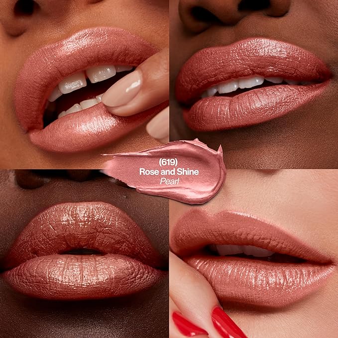 Revlon Super Lustrous Lipstick, Creamy Formula For Soft, Fuller-Looking Lips, Moisturized Feel, 619 Rose & Shine, 0.15 oz