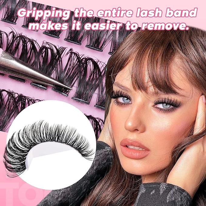 TOOCHUNAG Lash Clusters Kit 432pcs Eyelash Extension Kit 30D+40D DIY Lash Extension Kit 9-16mm D Curly Wispy Individual Cluster Lashes Kit with Lash Bond and Seal, Tweezers for DIY at Home