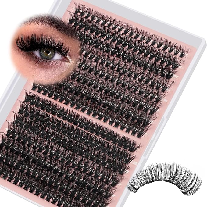 Volume Lash Clusters 60D+80D Thick Eyelash Clusters D Curl Cluster Eyelash Extensions 10-18mm Ultra-Soft Individual Lashes DIY Lash Clusters at Home（60D+80D, 10-18mm）