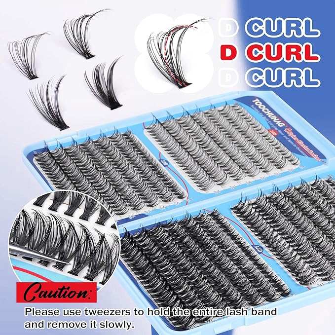 TOOCHUNAG 560pcs Wispy Lash Clusters Natural Individual Lashes Cluster Eyelash Extensions 8-16mm Fluffy Eyelash Clusters D Curly DIY Eye Lashes Extension (20/30/40/50D)