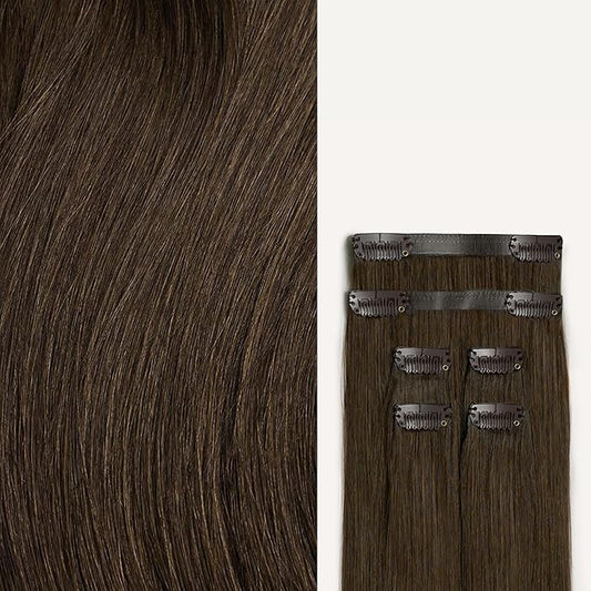 Luxy 100% Remy Human Hair Extensions for Thin Hair Thinning Hair Fill-Ins – 6 Seamless Wefts Multi-Dimensional Color Blend - Natural-Looking Volume & Coverage 95 grams 20" Medium Natural Brown