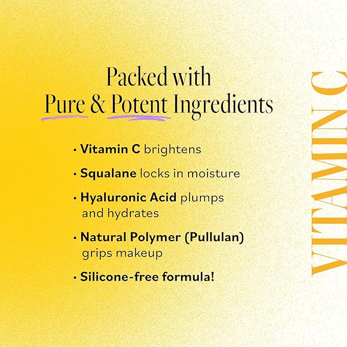 DERMA E Face Primer, Vitamin C Luminous 2-in-1 Brighten & Blur Primer, 1 Fl Oz, Stabilized Vitamin C, Hyaluronic Acid & Aloe Vera, Blurs Appearance of Pores, Wear Under Makeup for All Day Hold