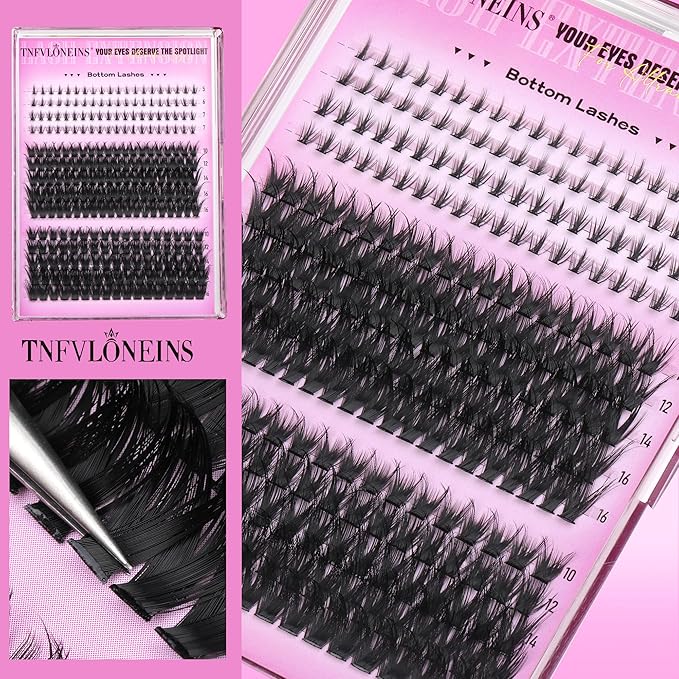 TNFVLONEINS Lash Clusters with Bottom Lashes Spiky Cluster Eyelash Extensions Wispy Eyelash Clusters DIY Individual Lashes with Spikes DIY Manga Lash Extension