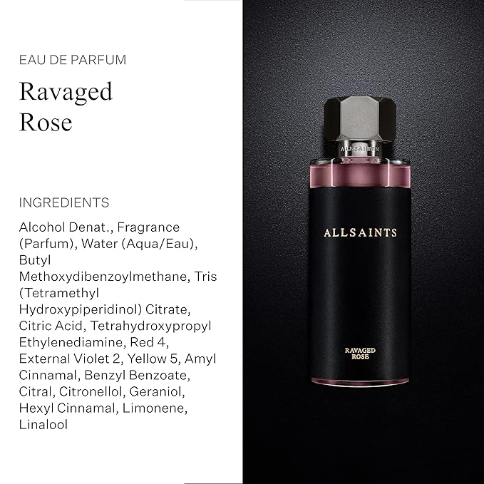 AllSaints Ravaged Rose Eau De Parfum - Floral & Fruity Perfume with Rose Fragrance - Intense Unisex Perfume with Amber & Woods - Rich Fragrance for Daytime Wear - 100mL/3.4 fl oz