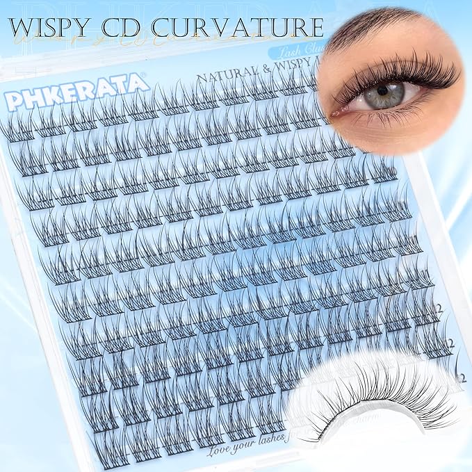 Wispy Lash Extension Kit Natural Lash Clusters Kit DIY Eyelash Clusters at Home 120 pcs Cluster Eyelash Extensions Kit Individual Lashes with Lash Glue Bond and Seal and Tweezers, 9-12 mm Mix