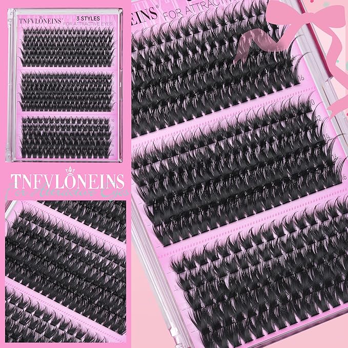 TNFVLONEINS Lash Clusters Wispy Eyelash Clusters Spiky Individual Lashes Clusters D Volume Cluster Eyelash Extensions DIY Lash Cluster Extension Thick Eye Lash Cluster (10-16MM,3 Styles)
