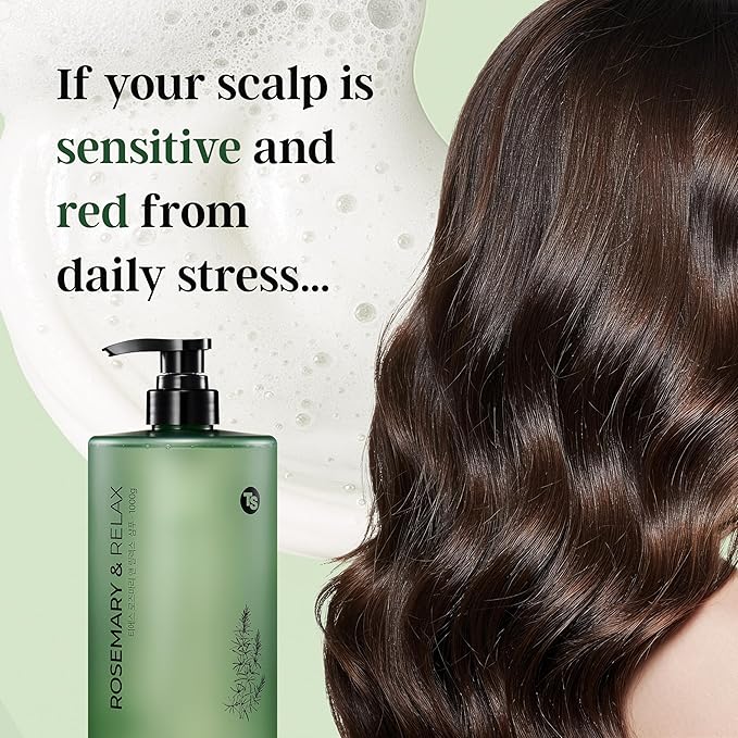 TS Rosemary & Relax Shampoo (1000g) Hydrating & Calming | Natural Ingredients | Sulfate-Free | Korean Shampoo (35.2 Fl oz)