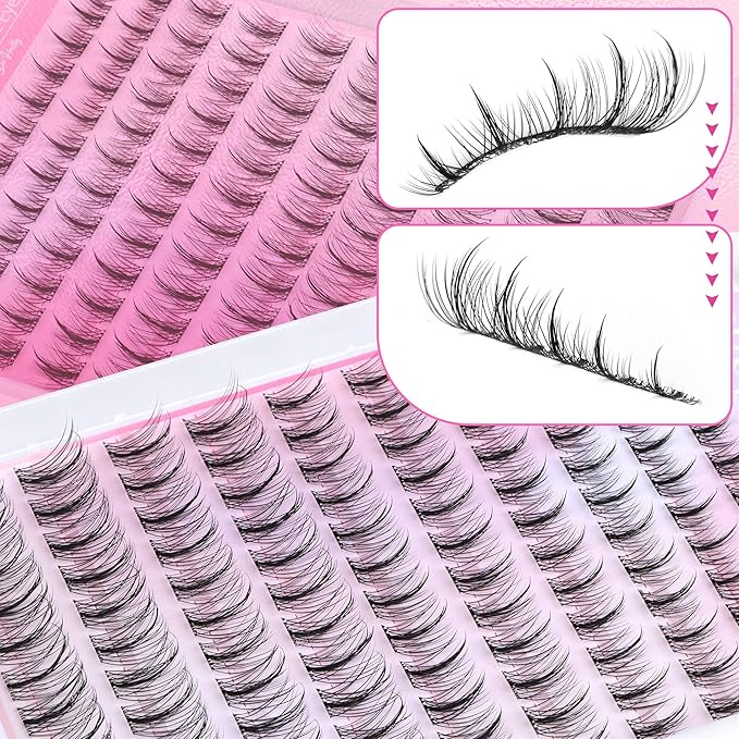 Manga Self Adhesive Eyelashes Natural Look Self Adhesive Lash Clusters With Spikes Clear Band Anime Lash Clusters C-Curly Wispy Pre Glued Lashes 8-16MM 120Pcs by Zegaine