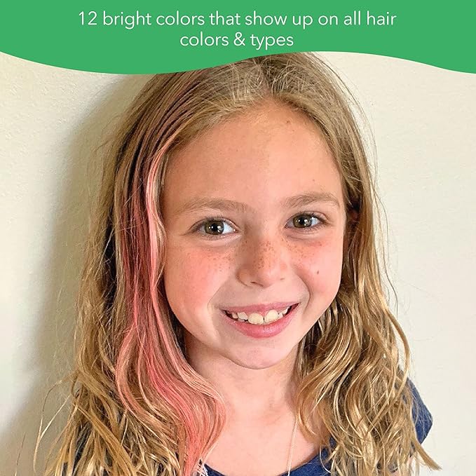 Fresh Monster Temporary Hair Coloring Chalk 12 Bright Colors Washes Out Easily Girls and Boys Non-Toxic and Safe for All Ages, Hair Colors and Textures Great Gift Idea