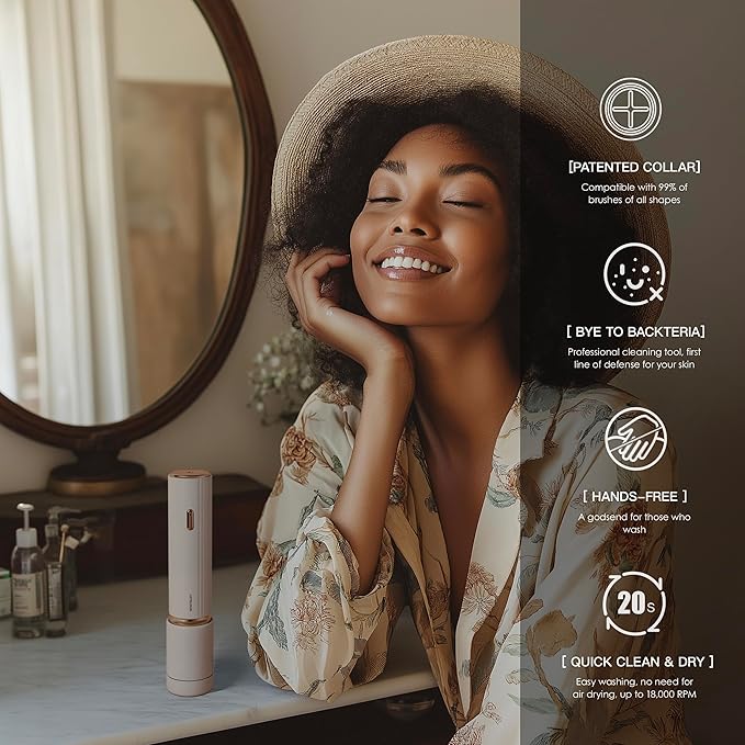 Electric Makeup Brush Cleaner Bundle with Tea Tree Oil Cleaner 6.76 fl.oz & Silicone Mat