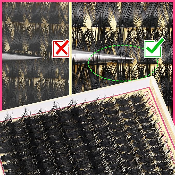 Volume Lash Clusters with Spiky Manga Lash Clusters 200D Eyelash Clusters 10-18MM Thick D Curl Cluster Eyelash Extensions 3D Wispy Cluster Eyelash Extensions by FANXITON