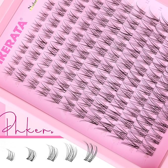 Natural Lash Clusters Invisible Band Eyelash Clusters Wispy Lashes Clusters 120 pcs C Curvature Cluster Eyelash Extensions DIY Thin Clear Band Individual Lashes at Home, 8-16mm