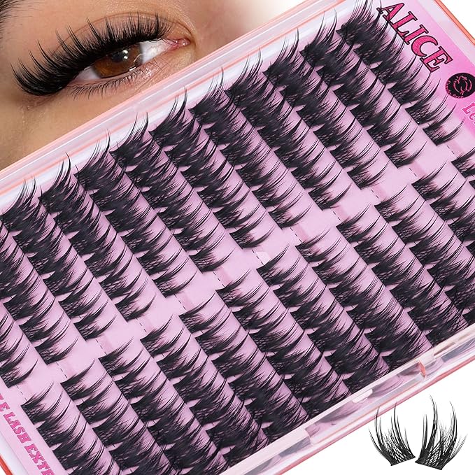 ALICE Lash Clusters with Spikes Eyelash Clusters Left & Right Cat Eye Cluster Eyelash Extensions Thin Band Anime Manga Lash Extensions Individual Lashes DIY Beginner Friendly