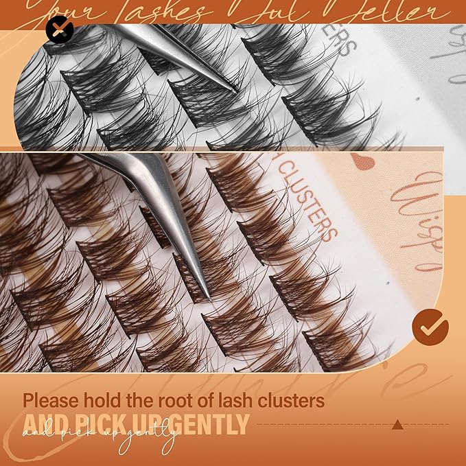 JIMIRE Brown Lash Clusters Wispy Lash Extensions Natural Eyelash Clusters with Bottom Lash Clusters 8-18MM Soft Fluffy Cluster Eyelash Extensions 161Pcs Cluster Lashes DIY at Home