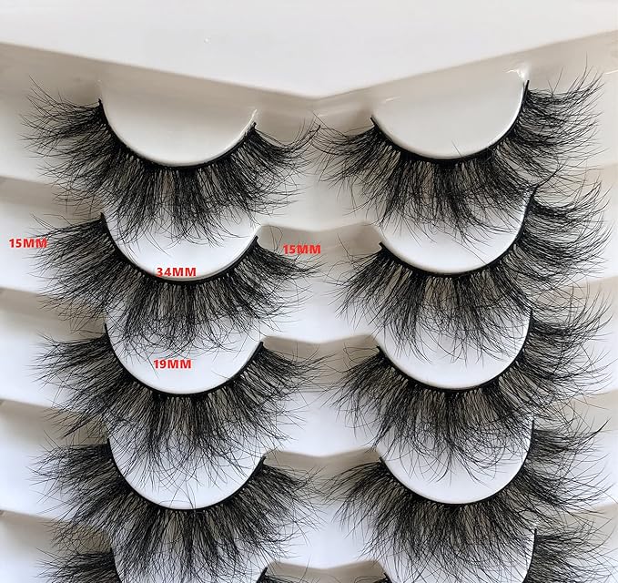 Pooplunch False Eyelashes Faux Mink Eye Lashes Volume 20MM Long Sexy Dramatic 8D Fake Eyelashes Strips 7 Pairs Pack