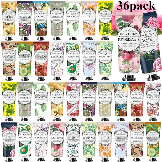 36 Pack Lotion for Dry Skin,Body Lotion for Women and Men,Stocking Stuffers for Women,Christmas Gifts Teacher Gifts,Bridesmaid Gifts,Natural Plant Scented Travel Size Lotion Bulk Body Moisturizers