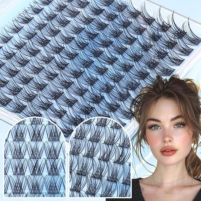 Natural Eyelash Clusters Wispy Lashes Clusters C Curvature 110 pcs Cluster Eyelash Extensions DIY 3D Individual Lashes with Soft Lash Band, 10-16 mm Mix