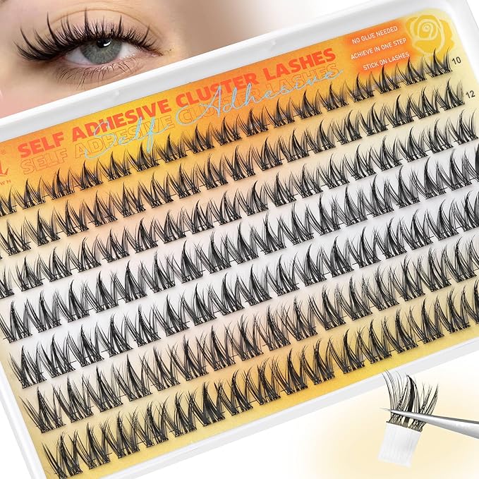 Self Adhesive Eyelashes No Glue Lash Clusters Manga Eyelash Extensions Self Adhesive Eyelash Clusters Wispy Individual Lashes Extensions Spiky Pre-glued Eyelashes 126Pcs