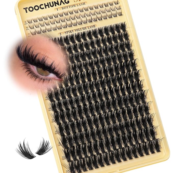 Thick Eyelash Clusters Spiky Lashes Clusters 12-20mm Volume Eyelashes Extensions with Bottom Lash Clusters D Curly Fairy Mink Cluster Lashes Extensions by TOOCHUNAG