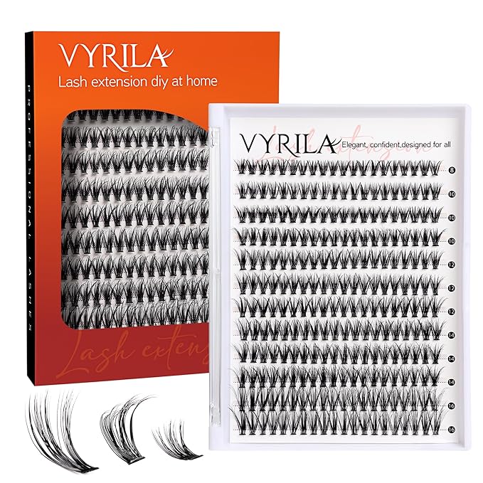 Lash Cluster 240pcs Individual Lashes,8-16mm Diy Lash Extension,C Curl Lash Clusters Wispy,3D Natural Lash Clusters Look Like Eyelash Extension DIY at Home (Orange 30P-C-8-16mix)