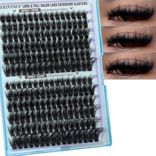 12-24mm Lash Clusters Fluffy Cluster Eyelash Extensions Feather-light Spiky Eyelash Clusters DIY D Curve Individual Lashes Extension (192pcs) by Goddvenus