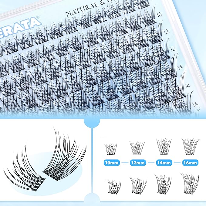 Wispy Lash Clusters Natural Eyelash Clusters 108 pcs Cluster Eyelash Extensions DIY Individual Lashes Clusters with Soft Lash Band, 10-16 mm