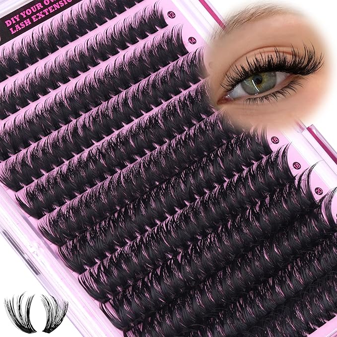 ALICE Fluffier Wispy Lash Clusters Eyelash Clusters Spiky Anime Cluster Eyelash Extensions 240pcs 100D 12-22mm CC- Curly Individual Lashes Fairy Volume Salon Lash Extensions DIY at Home